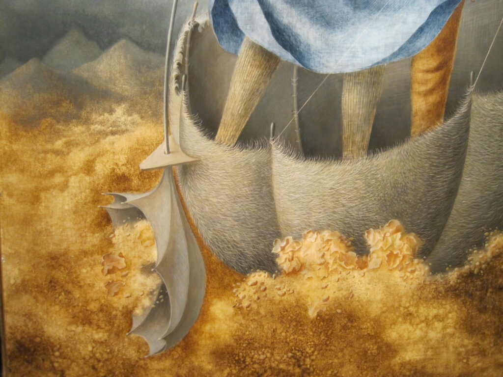 Detalle de la obra "La Huida" Remedios Varos.